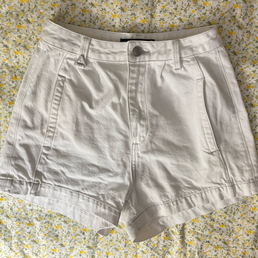 Neon Blonde Nadia Pleated White Denim Shorts Urban Outfitters